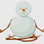 snowman doing yoga meditation